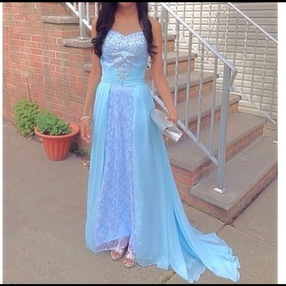 Light Blue Dress With Lace & Beading